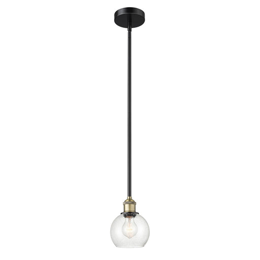Innovations Athens 6in 1-Light Mini Pendant | Industrial Black Antique Brass Steel and Seedy Glass | Kitchen Island & Dining | Model 616-1S-BAB-G124-6