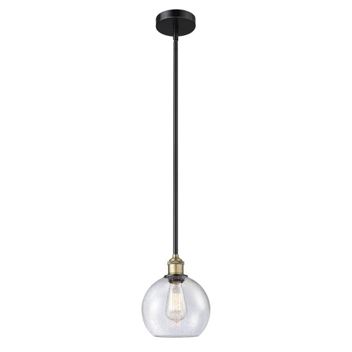 Innovations Athens 8in 1-Light Mini Pendant | Industrial Black Antique Brass and Seedy Glass | Kitchen Island & Dining Room | 8 | Model 616-1S-BAB-G124-8