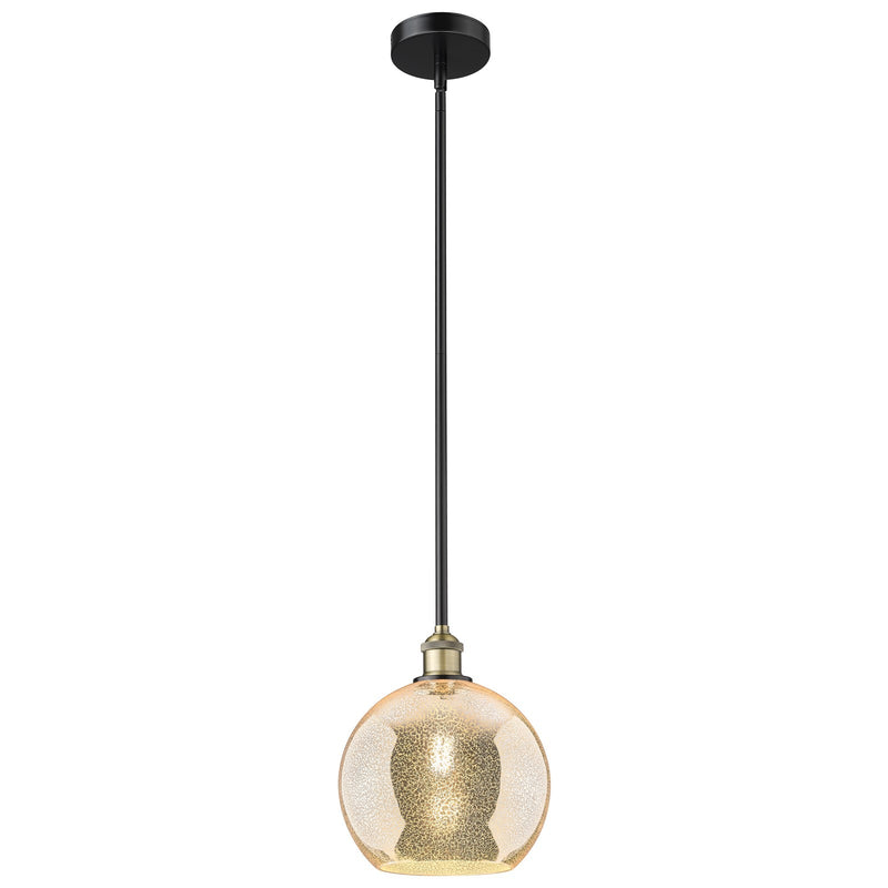Innovations Athens 10in 1-Light Mini Pendant | Industrial Black Antique Brass and Mercury Glass | Kitchen Island & Dining Room | Model 616-1S-BAB-G128-10