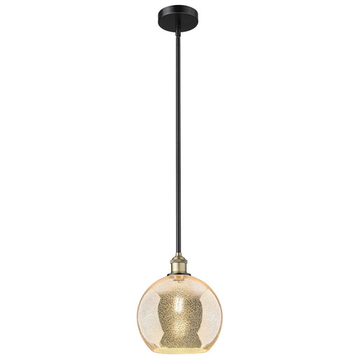 Innovations Athens 10in 1-Light Mini Pendant | Industrial Black Antique Brass and Mercury Glass | Kitchen Island & Dining Room | Model 616-1S-BAB-G128-10