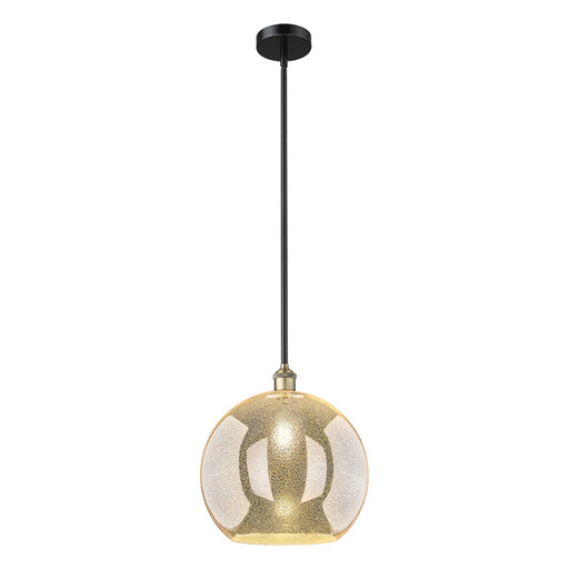 Innovations Athens 14in 1-Light Pendant | Industrial Black Antique Brass Steel and Mercury Glass | Kitchen Island & Dining Room | Model 616-1S-BAB-G128-14