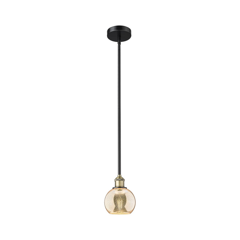 Innovations Athens 6in 1-Light Mini Pendant | Industrial Black Antique Brass and Mercury Glass | Kitchen Island | 5.88 x 5.88 x | Model 616-1S-BAB-G128-6