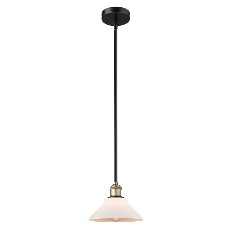 Innovations Orwell 8in 1-Light Mini Pendant | Industrial Black Antique Brass and Matte White Glass | Kitchen Island & Dining Room | Model 616-1S-BAB-G131