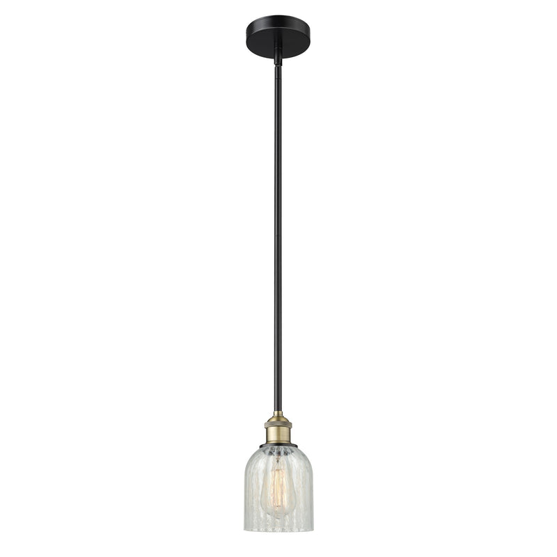 Innovations Caledonia 5in 1-Light Mini Pendant | Industrial Black Antique Brass Steel and Mouchette Glass | Kitchen Island & | Model 616-1S-BAB-G2511