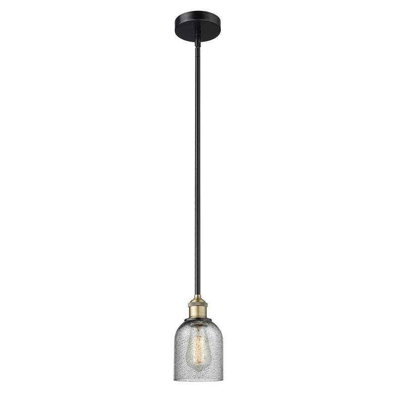 Innovations Caledonia 5in 1-Light Mini Pendant | Industrial Black Antique Brass Steel and Charcoal Glass | Kitchen Island & Dining | Model 616-1S-BAB-G257