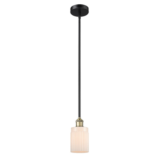 Innovations Hadley 1-Light Mini Pendant | Industrial Black Antique Brass Steel and Matte White Ribbed Glass | Kitchen Island & | Model 616-1S-BAB-G341