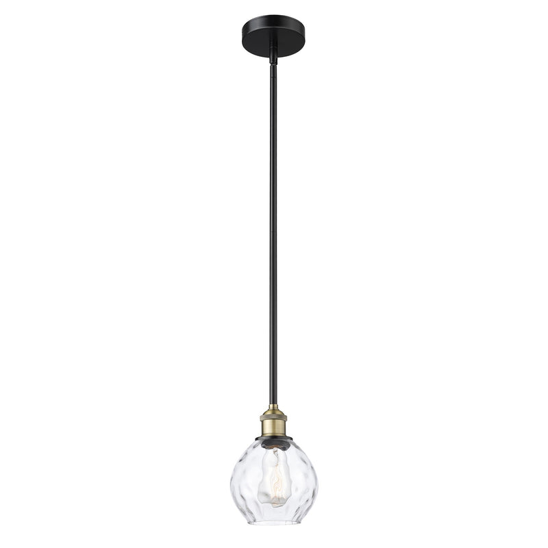 Innovations Waverly 6in 1-Light Mini Pendant | Industrial Black Antique Brass Steel and Clear Glass | Kitchen Island & Dining Room | Model 616-1S-BAB-G362