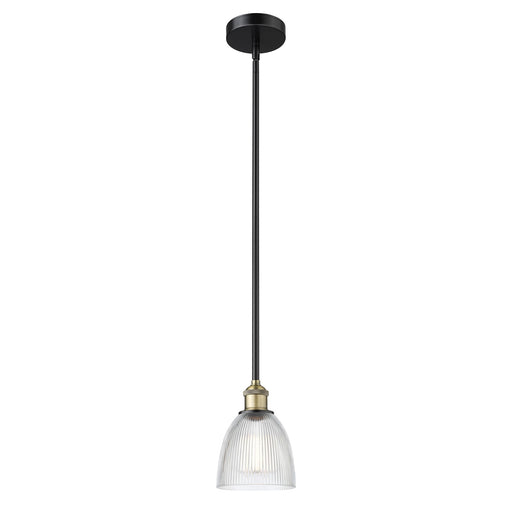 Innovations Castile 6in 1-Light Mini Pendant | Industrial Black Antique Brass Steel and Clear Glass | Kitchen Island & Dining Room | Model 616-1S-BAB-G382