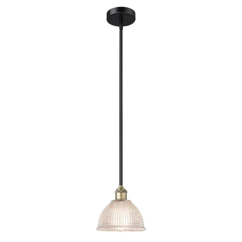 Innovations Arietta 8in 1-Light Mini Pendant | Industrial Black Antique Brass Steel and Clear Glass | Kitchen Island & Dining Room | Model 616-1S-BAB-G422