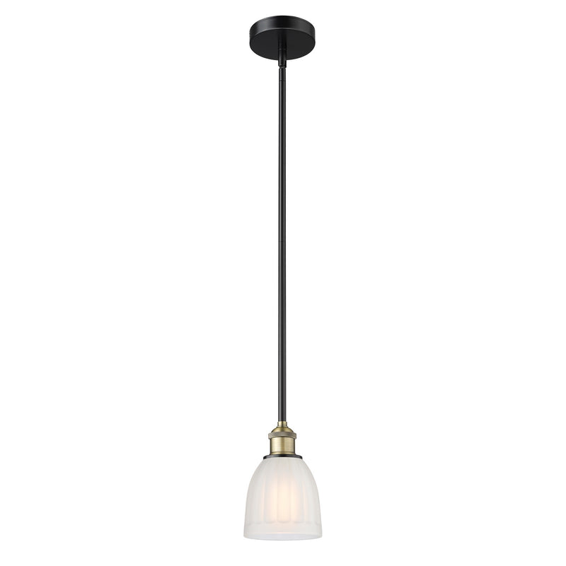 Innovations Brookfield 6in 1-Light Mini Pendant | Industrial Black Antique Brass and White Frosted Ribbed Glass | Kitchen Island & | Model 616-1S-BAB-G441