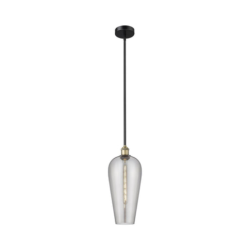 Innovations Chelsea 8in 1-Light Mini Pendant | Industrial Black Antique Brass Steel and Light Smoke Glass | Kitchen Island & | Model 616-1S-BAB-G456-8SM