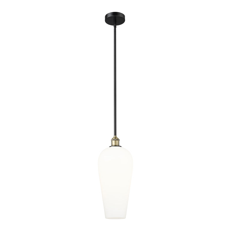 Innovations Chelsea 8in 1-Light Mini Pendant | Industrial Black Antique Brass and White Glass | Kitchen Island & Dining Room | Model 616-1S-BAB-G456-8WH