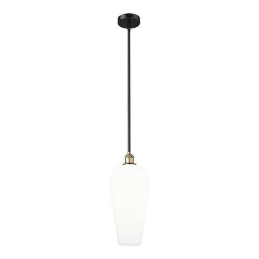 Innovations Chelsea 8in 1-Light Mini Pendant | Industrial Black Antique Brass and White Glass | Kitchen Island & Dining Room | Model 616-1S-BAB-G456-8WH
