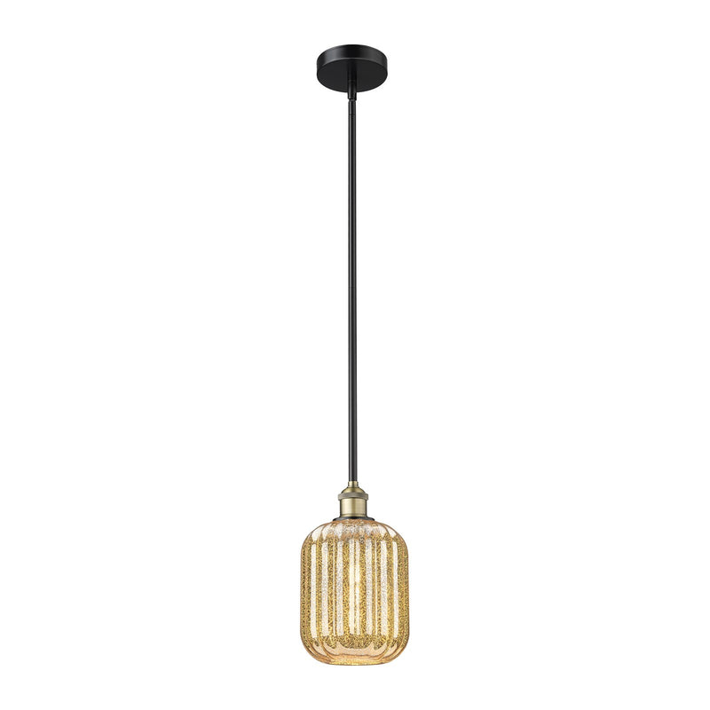 Innovations Preston Cylinder 6.75in 1-Light Mini Pendant | Industrial Black Antique Brass and Mercury Glass | Kitchen Island & | Model 616-1S-BAB-G460-7ME