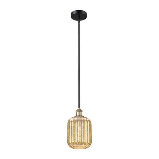Innovations Preston Cylinder 6.75in 1-Light Mini Pendant | Industrial Black Antique Brass and Mercury Glass | Kitchen Island & | Model 616-1S-BAB-G460-7ME