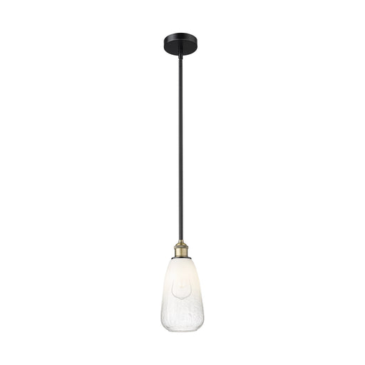 Innovations Brookhaven Almond 6in 1-Light Mini Pendant | Industrial Black Antique Brass and Opal Glass | Kitchen Island & | Model 616-1S-BAB-G480-6OP