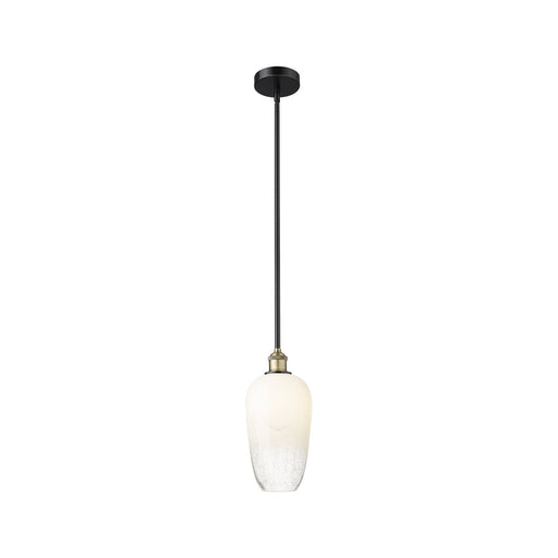 Innovations Brookhaven Flute 7in 1-Light Mini Pendant | Industrial Black Antique Brass and Opal Glass | Kitchen Island & | Model 616-1S-BAB-G484-7OP