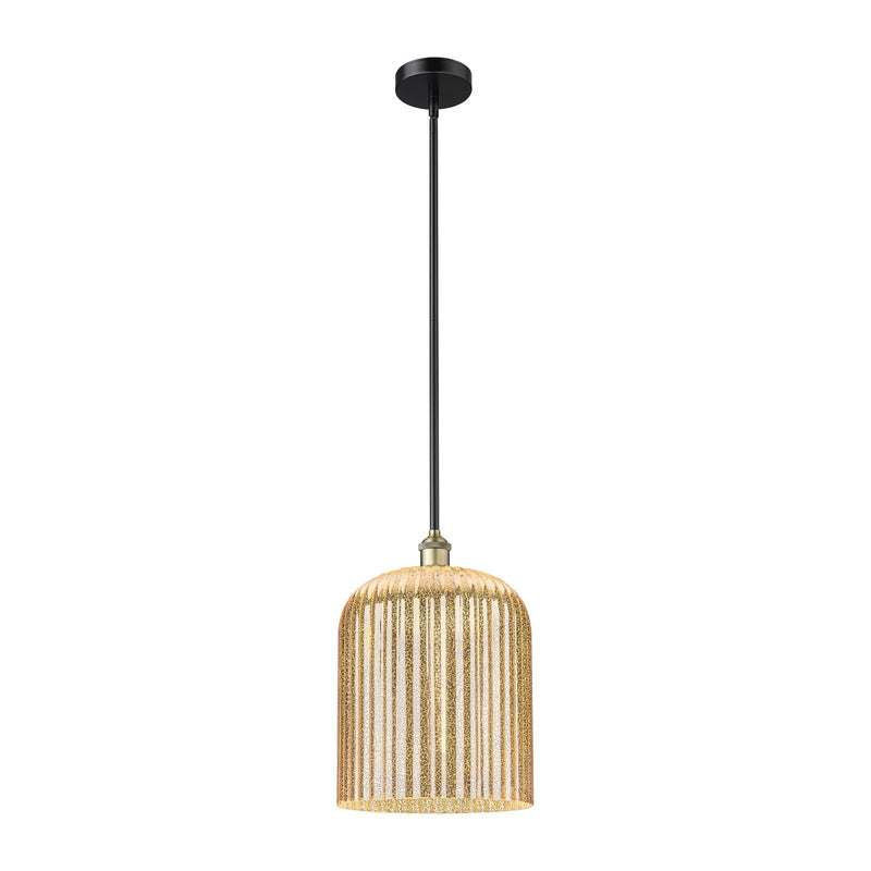 Innovations Bridal Veil 5in 1-Light Mini Pendant | Industrial Black Antique Brass Steel and Mercury Ribbed Glass | Kitchen | Model 616-1S-BAB-G559-12ME
