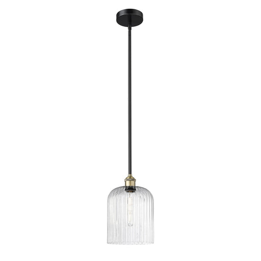 Innovations Bridal Veil 5in 1-Light Mini Pendant | Industrial Black Antique Brass Steel and Seedy Ribbed Glass | Kitchen | Model 616-1S-BAB-G559-8SDY