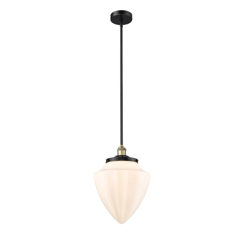 Innovations Bridgeton 12in 1-Light Mini Pendant | Traditional Black Antique Brass and Matte White Frosted Glass | Kitchen | Model 616-1S-BAB-G661-12