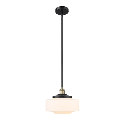 Innovations Bridgeton 12in 1-Light Mini Pendant | Traditional Black Antique Brass Steel and Matte White Frosted Glass | Kitchen | Model 616-1S-BAB-G691-12