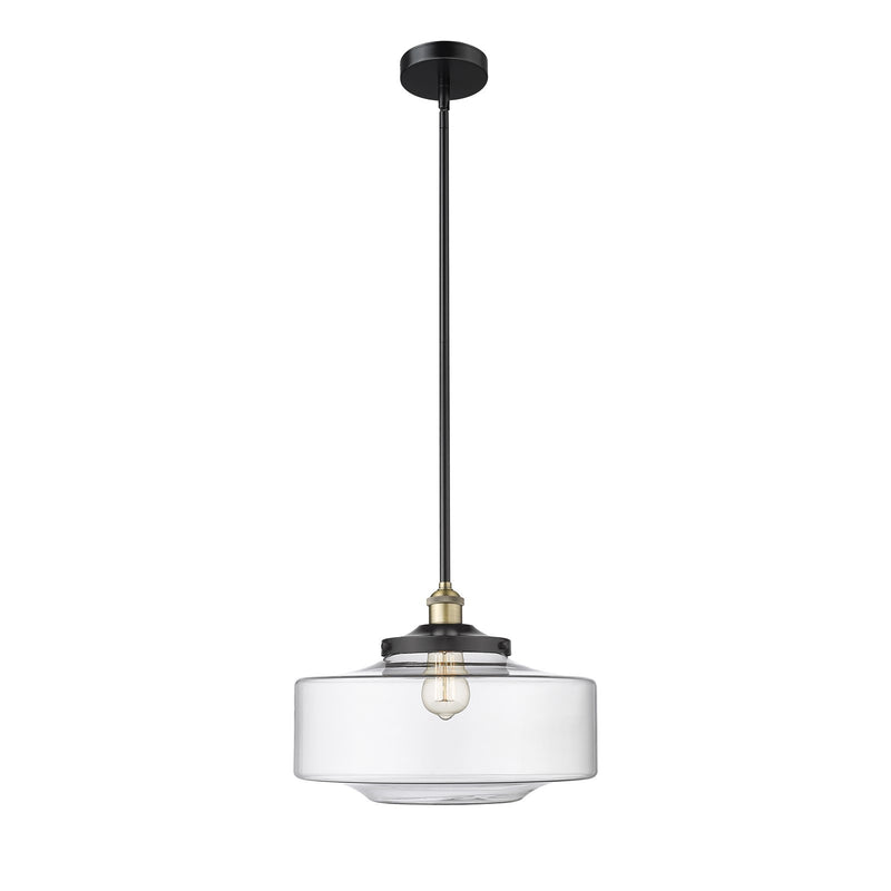 Innovations Bridgeton 16in 1-Light Mini Pendant | Traditional Black Antique Brass Steel and Clear Glass | Kitchen Island & | Model 616-1S-BAB-G692-16