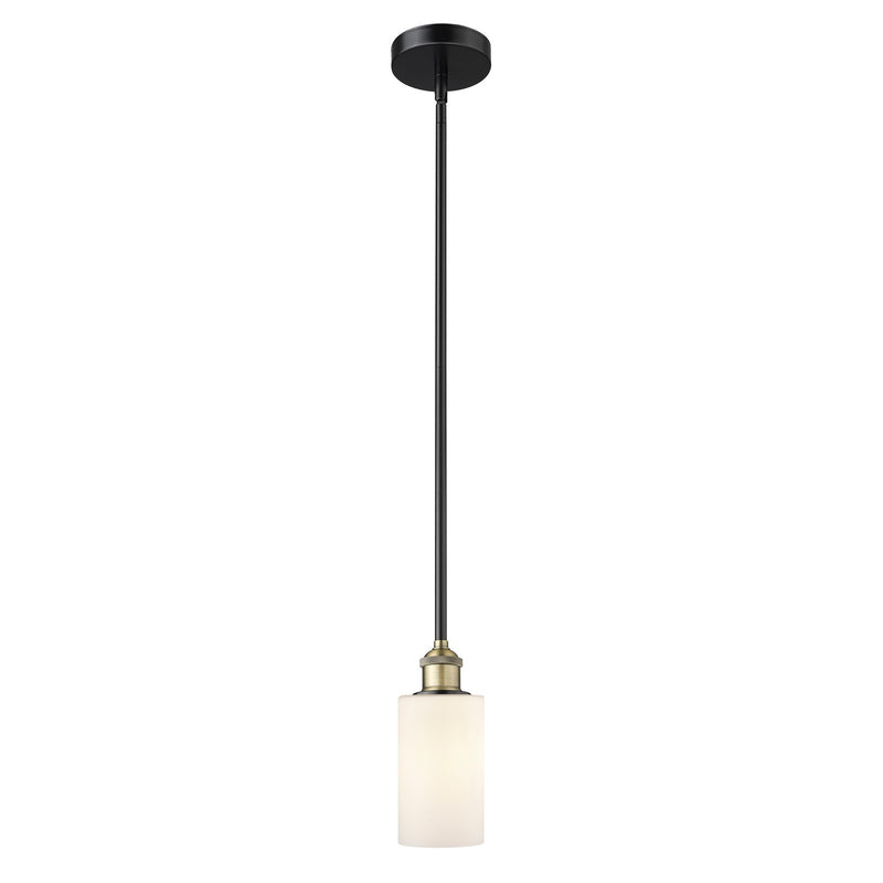 Innovations Clymer 1-Light Mini Pendant | Black Antique Brass Steel and Matte White Glass | Kitchen Island & Dining Room | 3.88 x | Model 616-1S-BAB-G801