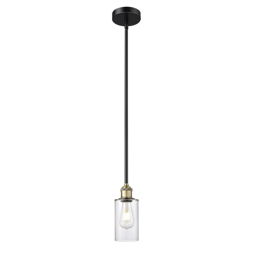 Innovations Clymer 4in 1-Light Mini Pendant | Art Nouveau Black Antique Brass Steel and Clear Glass | Kitchen Island & Dining Room | Model 616-1S-BAB-G802