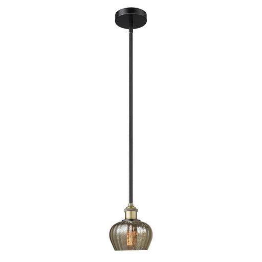 Innovations Fenton 1-Light 7in Mini Pendant | Industrial Black Antique Brass and Mercury Ribbed Glass | Kitchen Island & Dining | Model 616-1S-BAB-G96