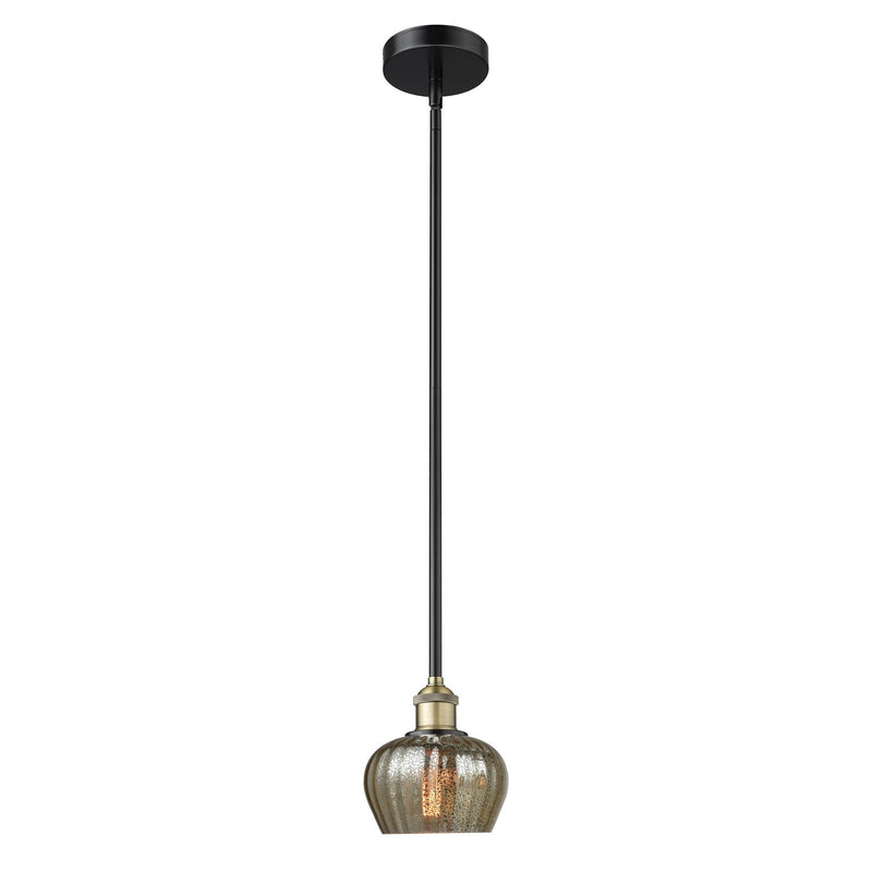 Innovations Fenton 1-Light 7in Mini Pendant | Industrial Black Antique Brass and Mercury Ribbed Glass | Kitchen Island & Dining | Model 616-1S-BAB-G96