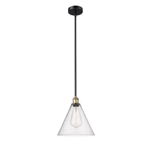Innovations Berkshire Glass 12in 1-Light Mini Pendant | Industrial Black Antique Brass and Seedy Glass | Kitchen Island & | Model 616-1S-BAB-GBC-124