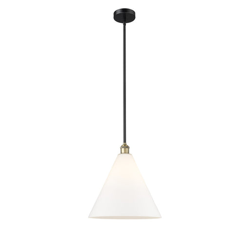 Innovations Berkshire Glass 16in 1-Light Pendant | Industrial Black Antique Brass and Matte White Glass | Kitchen Island & | Model 616-1S-BAB-GBC-161