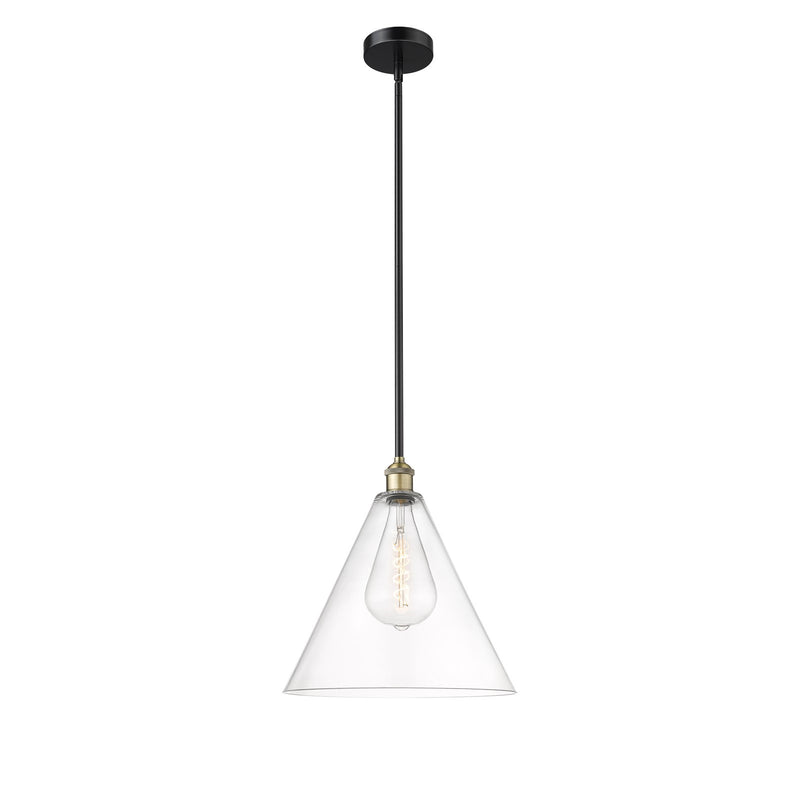 Innovations Berkshire 16in 1-Light Pendant | Industrial Black Antique Brass and Clear Glass | Kitchen Island & Dining Room | 16 | Model 616-1S-BAB-GBC-162