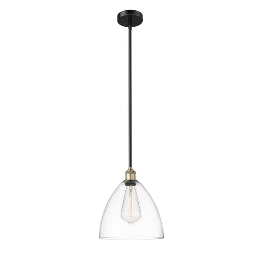 Innovations Bristol 12in 1-Light Mini Pendant | Industrial Black Antique Brass and Clear Glass | Kitchen Island & Dining | Model 616-1S-BAB-GBD-122-LED