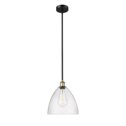 Innovations Bristol 12in 1-Light Mini Pendant | Industrial Black Antique Brass and Seedy Glass | Kitchen Island & Dining Room | Model 616-1S-BAB-GBD-124