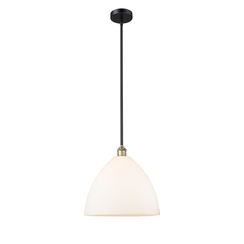 Innovations Bristol 16in 1-Light Pendant | Industrial Black Antique Brass Steel and Matte White Glass | Kitchen Island & Dining | Model 616-1S-BAB-GBD-161