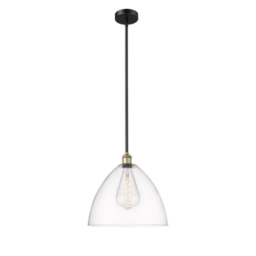Innovations Bristol 16in 1-Light Pendant | Industrial Black Antique Brass Steel and Clear Glass | Kitchen Island & Dining | Model 616-1S-BAB-GBD-162-LED