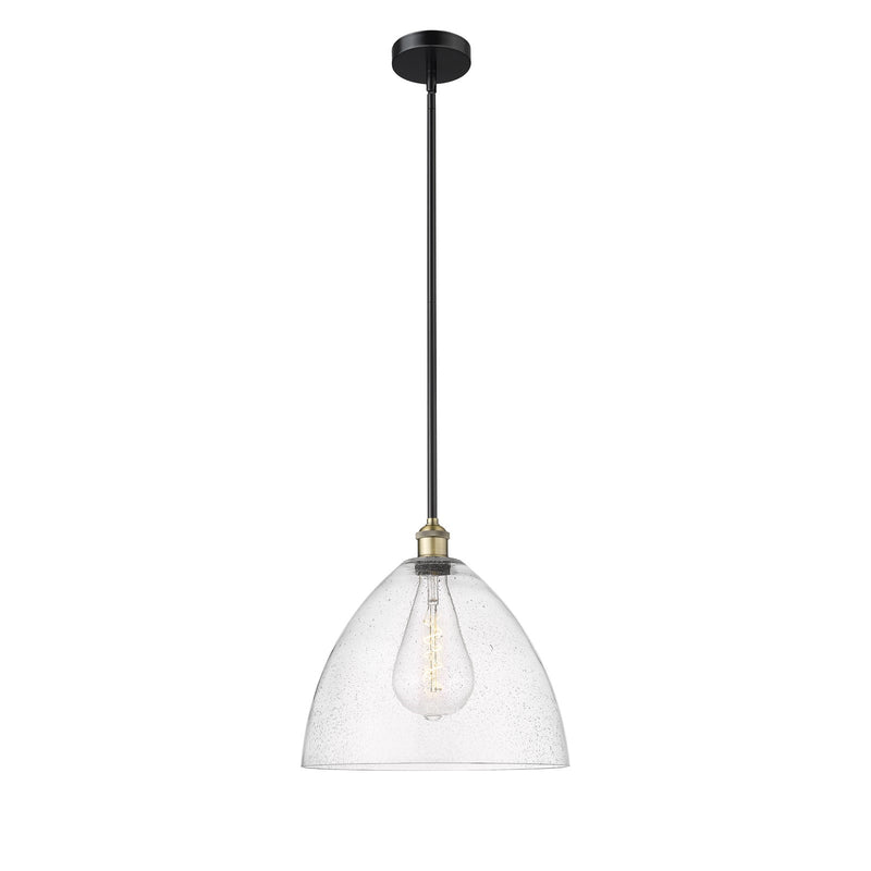 Innovations Bristol 16in 1-Light Pendant | Industrial Black Antique Brass Steel and Seedy Glass | Kitchen Island & Dining Room | Model 616-1S-BAB-GBD-164