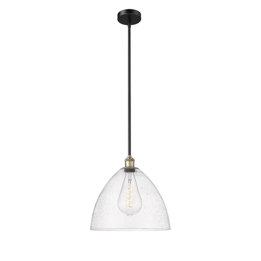 Innovations Bristol 16in 1-Light Pendant | Industrial Black Antique Brass Steel and Seedy Glass | Kitchen Island & Dining Room | Model 616-1S-BAB-GBD-164
