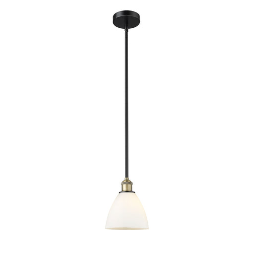 Innovations Bristol 8in 1-Light Mini Pendant | Industrial Black Antique Brass and Matte White Glass | Kitchen Island | 7.5 x 9 | Model 616-1S-BAB-GBD-751