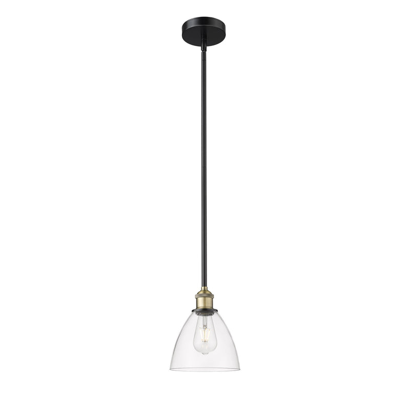 Innovations Bristol 7.5in 1-Light Mini Pendant | Industrial Black Antique Brass and Clear Glass | Kitchen Island & Dining Room | Model 616-1S-BAB-GBD-752