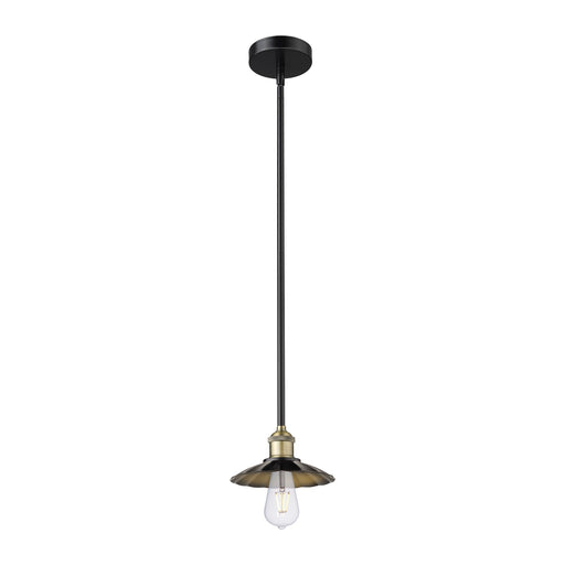 Innovations Scallop 8in 1-Light Mini Pendant | Industrial Black Antique Brass and Matte Black Metal Shade | Kitchen Island & | Model 616-1S-BAB-M17-BK