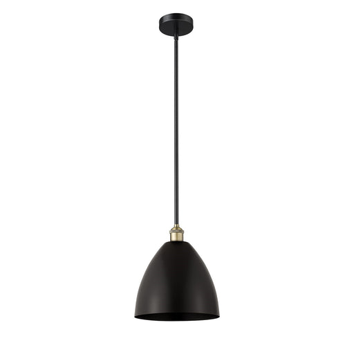 Innovations Bristol 12in 1-Light Mini Pendant | Industrial Black Antique Brass and Matte Black Metal Shade | Kitchen Island & | Model 616-1S-BAB-MBD-12-BK