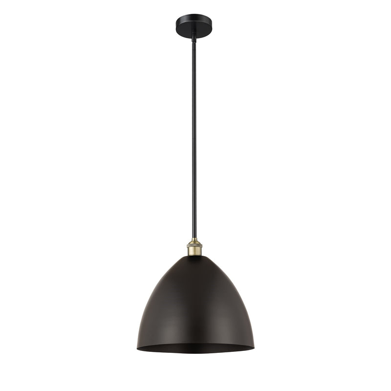Innovations Bristol 16in 1-Light Mini Pendant | Industrial Black Antique Brass and Matte Black Metal | Kitchen Island & | Model 616-1S-BAB-MBD-16-BK
