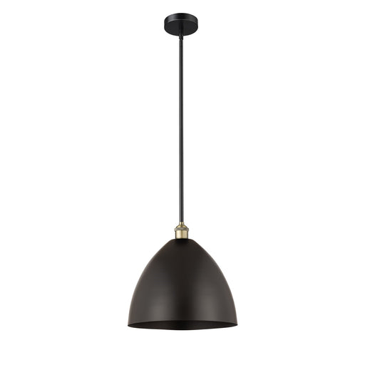 Innovations Bristol 16in 1-Light Mini Pendant | Industrial Black Antique Brass and Matte Black Metal | Kitchen Island & | Model 616-1S-BAB-MBD-16-BK-LED