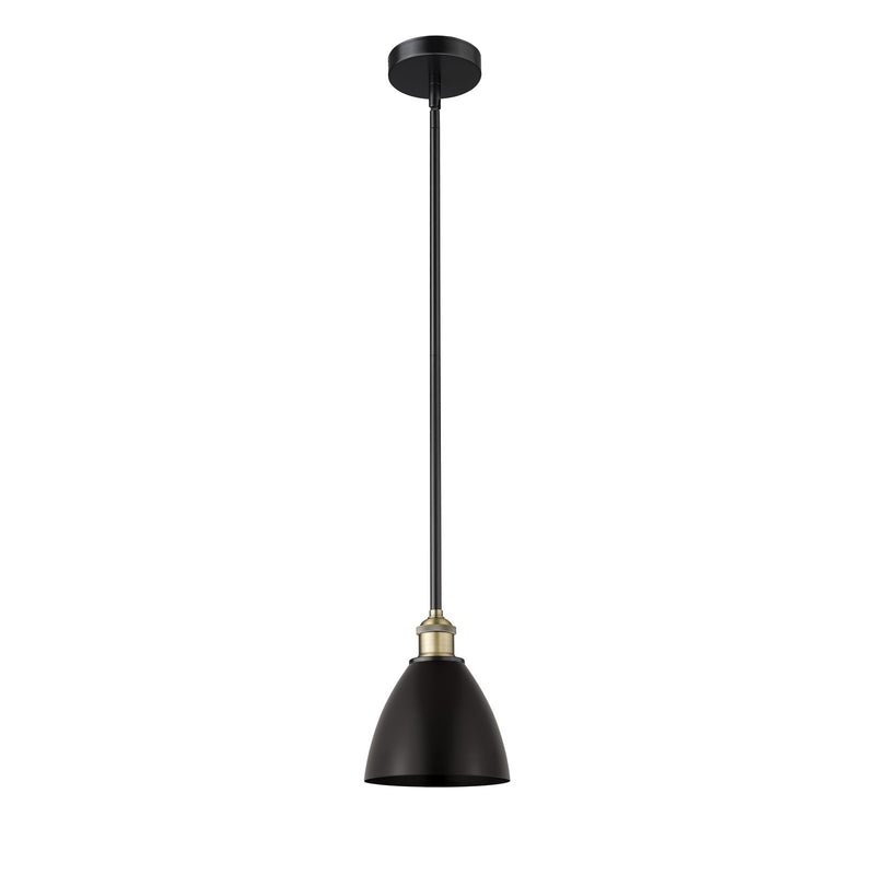 Innovations Bristol 7.5in 1-Light Mini Pendant | Industrial Black Antique Brass and Matte Black Metal | Kitchen Island | Model 616-1S-BAB-MBD-75-BK-LED