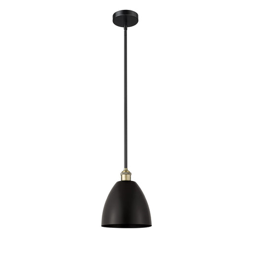 Innovations Bristol 9in 1-Light Mini Pendant | Industrial Black Antique Brass and Matte Black Metal Shade | Kitchen Island & | Model 616-1S-BAB-MBD-9-BK