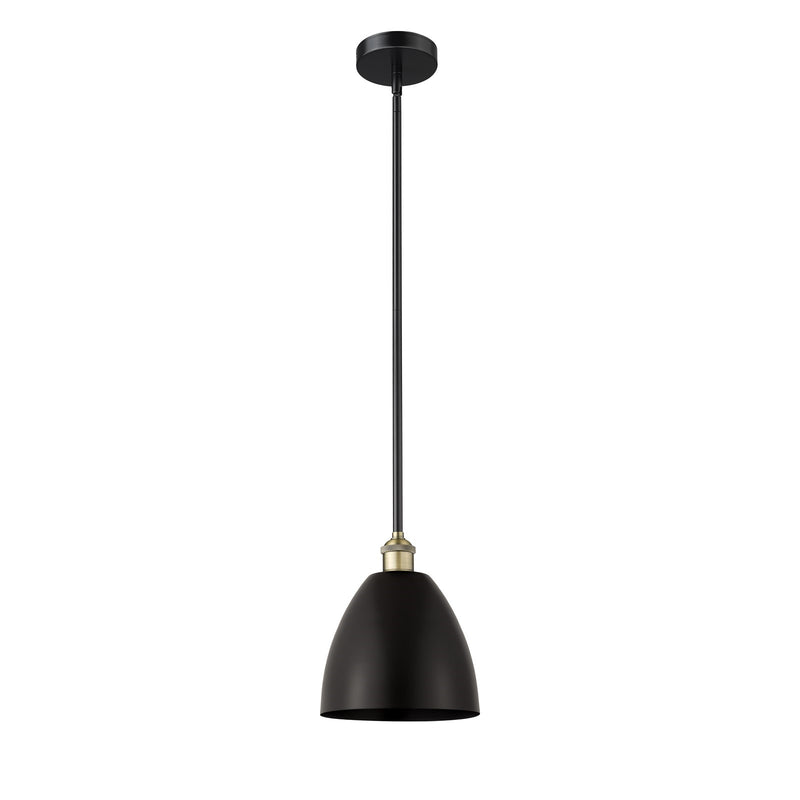 Innovations Bristol 9in 1-Light Mini Pendant | Industrial Black Antique Brass and Matte Black Metal | Kitchen Island & | Model 616-1S-BAB-MBD-9-BK-LED