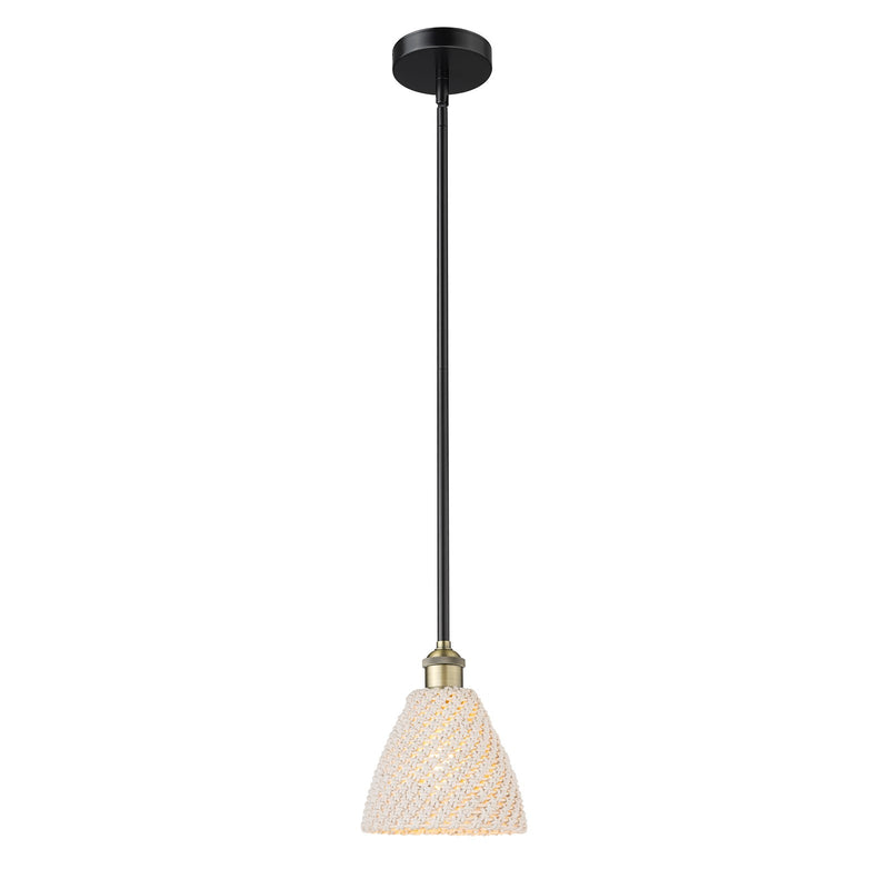 Innovations Bristol Natural 7.5in 1-Light Mini Pendant | Farmhouse Black Antique Brass and Natural Fiber Shade | Kitchen | Model 616-1S-BAB-NBD-75-NAT