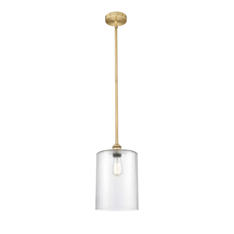 Innovations Cobbleskill 9in 1-Light Mini Pendant | Industrial Brushed Brass Steel and Clear Glass | Kitchen Island & Dining Room | Model 616-1S-BB-G112-L